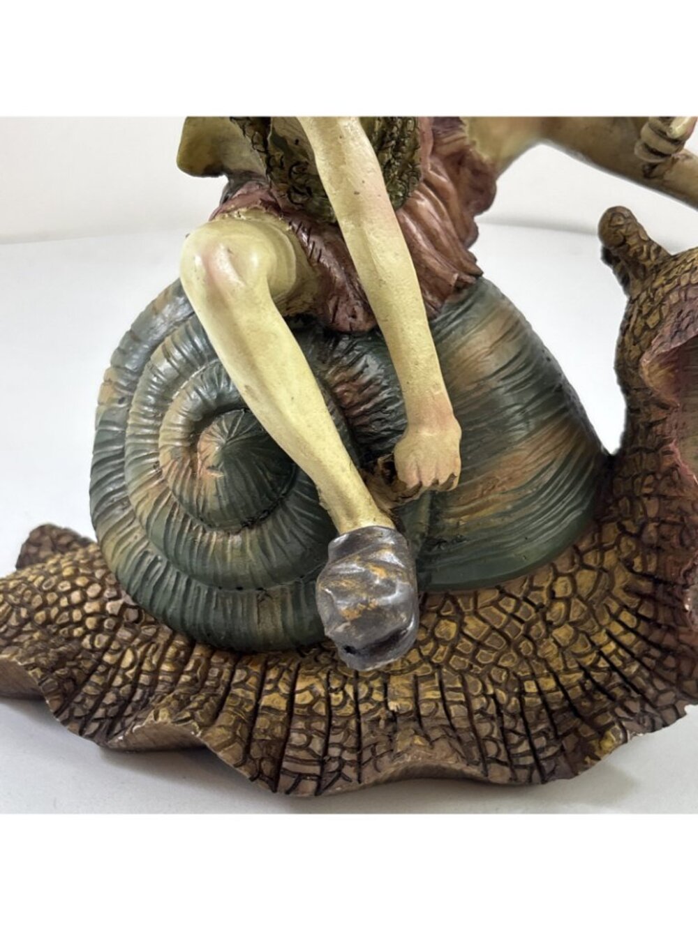 Fairy Garden Statue Resin 7” Pixie Elf Terrarium Gnome Imp Garden riding Snail - Picture 4 of 8
